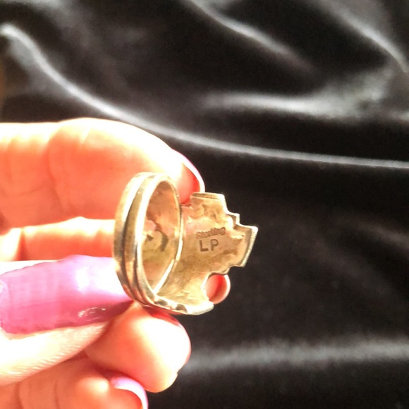 Sterling Silver and Blue Lapis Native Made Ring Adjustable - Picture 4 of 6